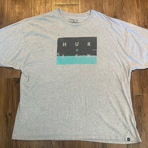 Hurley Light Gray and Teal Men's Tee